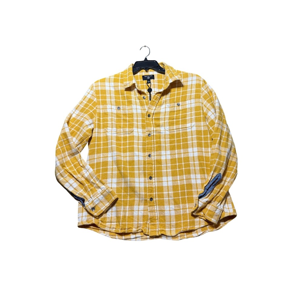 True‎ Religion Flannel Button Down Mens XL Yellow Excellent Plaid Long Sleeve